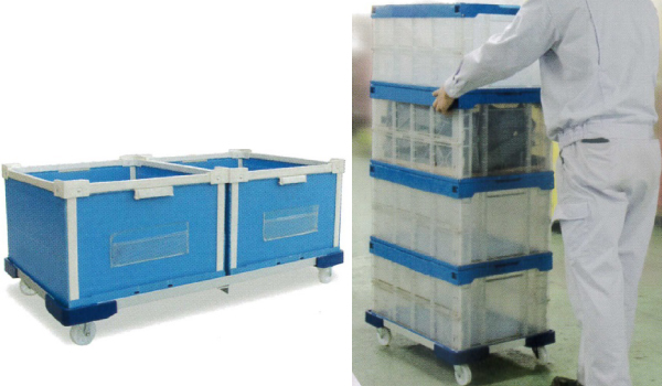 L型アルミ50Lコンテナ台車φ75ナイロン車輪M2554SW-3NK 