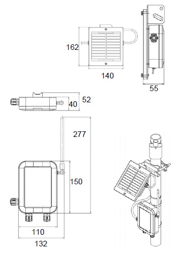 太陽電池式無線気象データー送信機M1468P-0050S