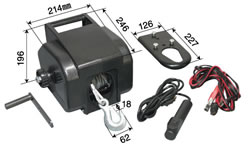 自動車バッテリー使用電動手動両用ウインチ/M218W-500KG