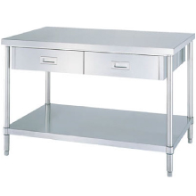 アジャスト付ステンレス作業台（両面引出・ベタ棚）M253DWB-09075S