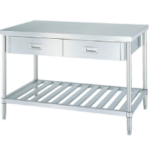 アジャスト付ステンレス作業台（両面引出・スノコ棚）M253DWS-09075S