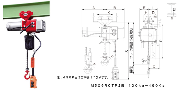 小型電動チェンブロックM509RC-20010