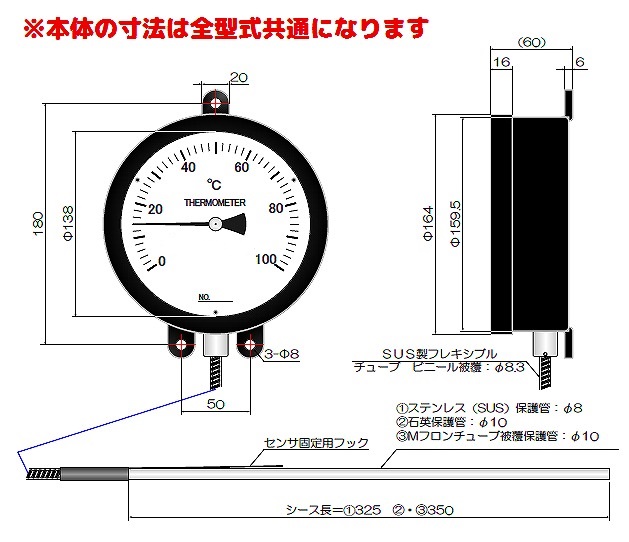 隔測温度計(壁掛B型投込式)/MG17B-100A/測定/包装/物流/専門