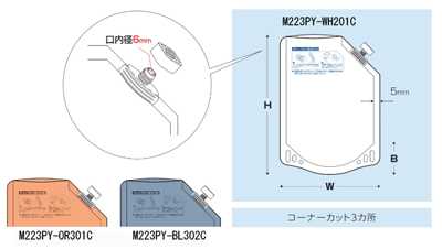 キャップ付きスタンド袋（ブルー）　M223PY-BL302C