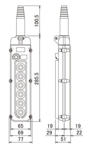 ホイスト押釦スイッチ（スリムタイプ）MC59BN2-6HWA